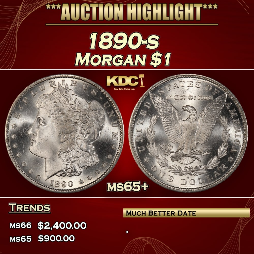 1890-s Morgan Dollar $1 ms65+ SEGS (1 of 4)