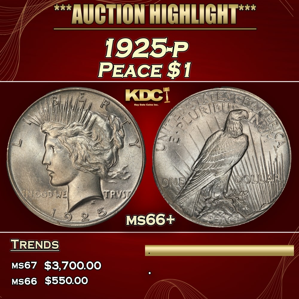 1925-p Peace Dollar $1 ms66+ SEGS (1 of 4)
