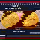 1913-p Gold Indian Quarter Eagle $2 1/2 ms65 SEGS