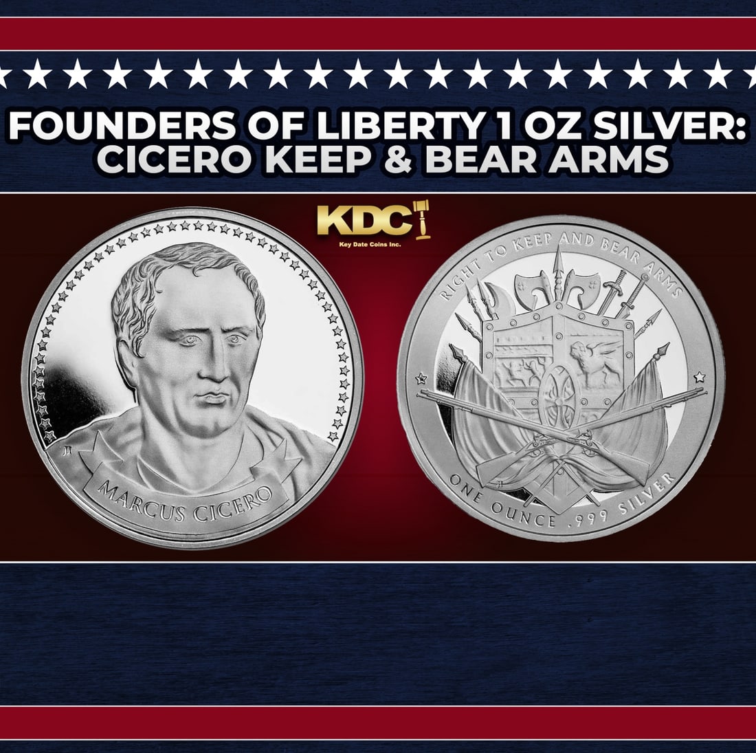 Founders of Liberty 1 oz Silver: Cicero Keep & Bear Arms Round (1 of 3)