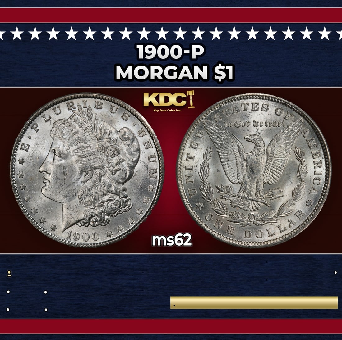 1900-p Morgan Dollar $1 Grades ms62 (1 of 3)