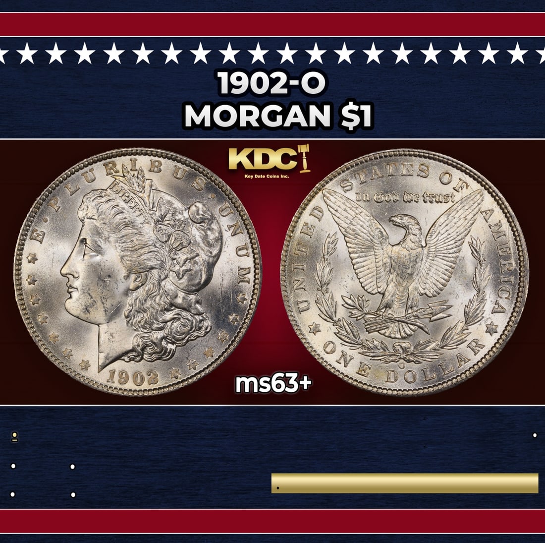 1902-o Morgan Dollar $1 Grades ms63+ (1 of 3)