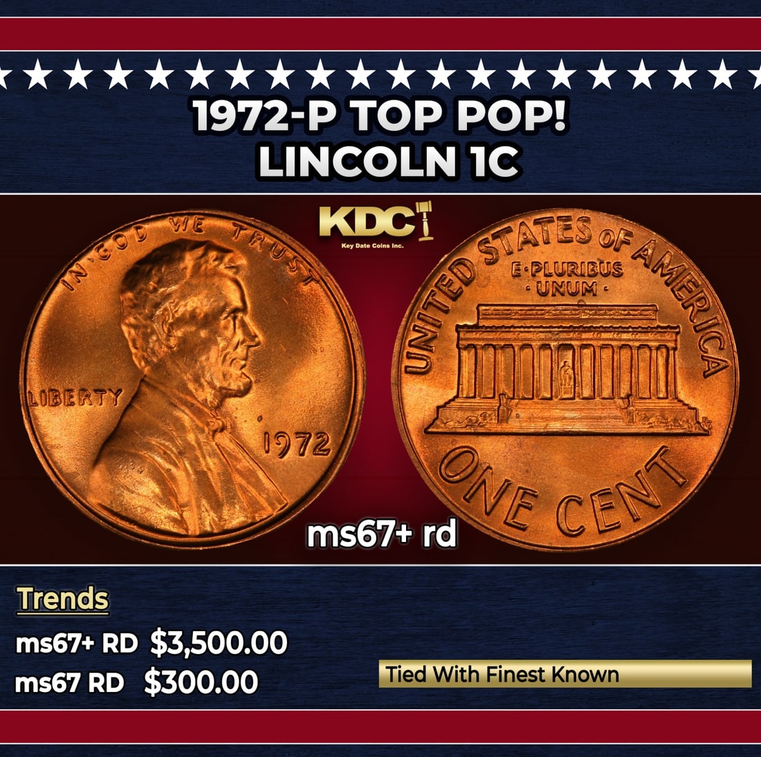 1972-p Lincoln Cent TOP POP! 1c ms67+ rd SEGS (1 of 3)