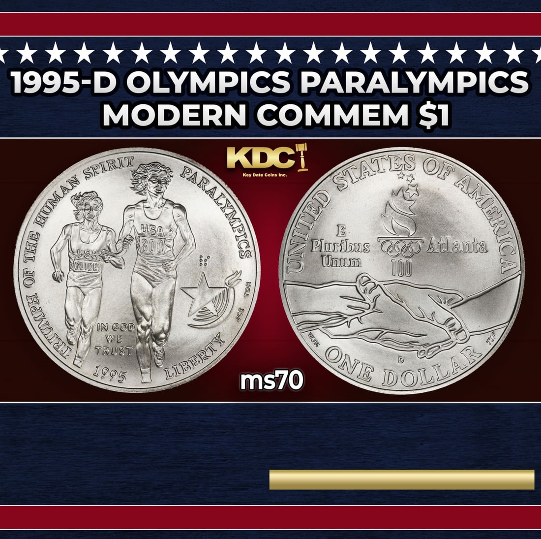 1995-d Olympics Paralympics Modern Commem Dollar $1 ms70 SEGS (1 of 3)