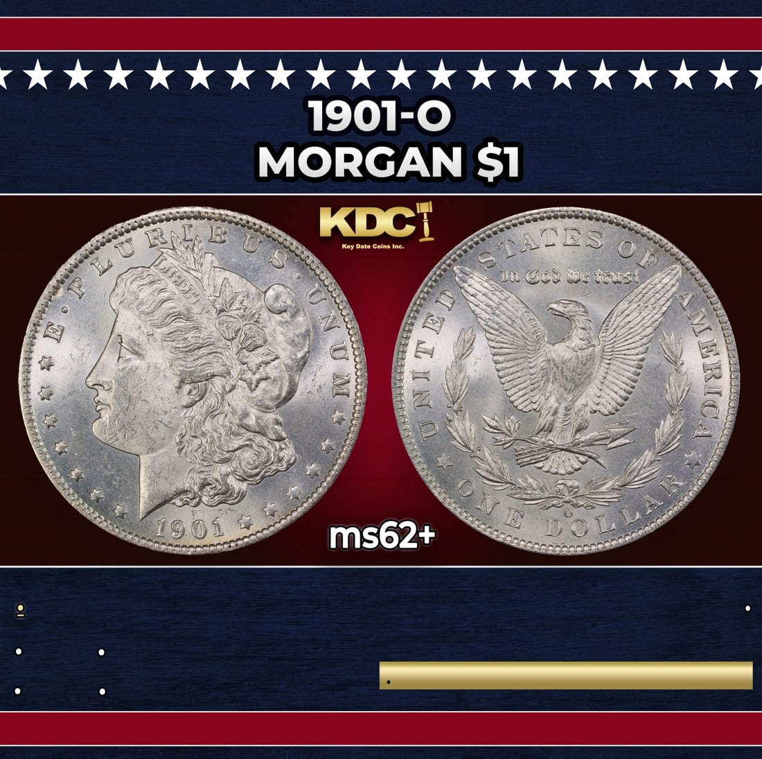 1901-o Morgan Dollar $1 Grades ms62+ (1 of 3)
