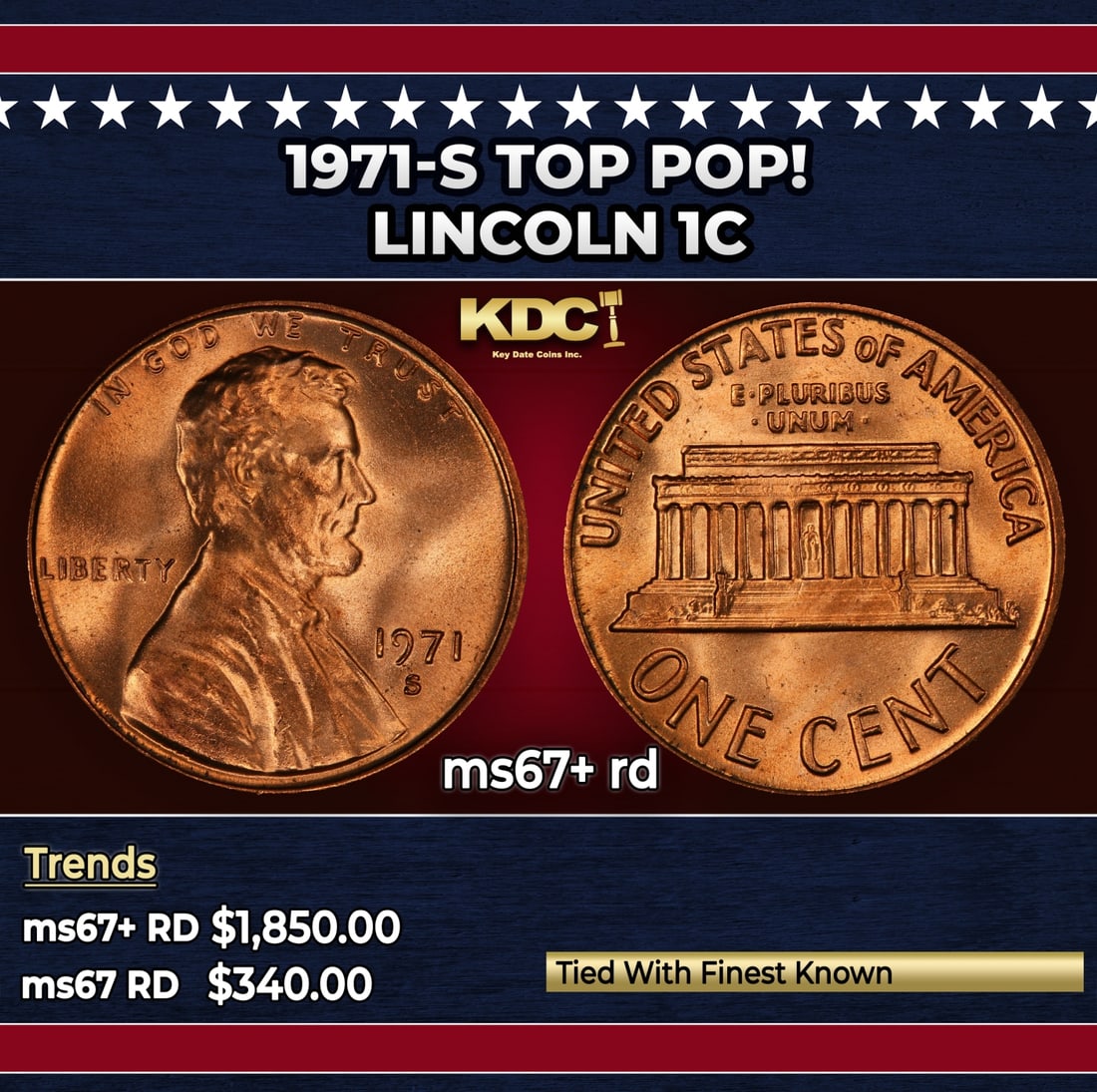 1971-s Lincoln Cent TOP POP! 1c ms67+ rd SEGS (1 of 4)