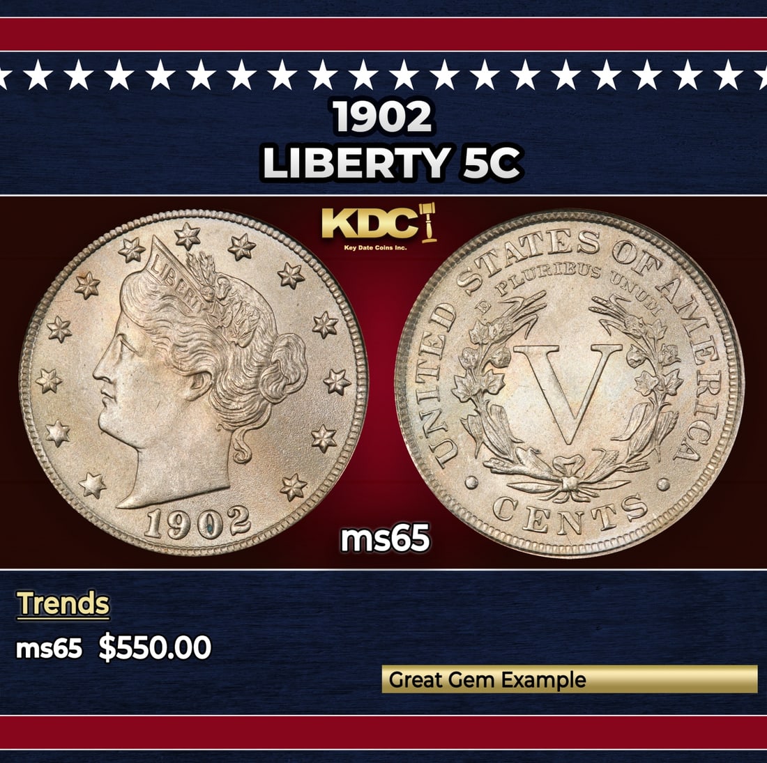 1902 Liberty Nickel 5c Grades ms65 (1 of 3)