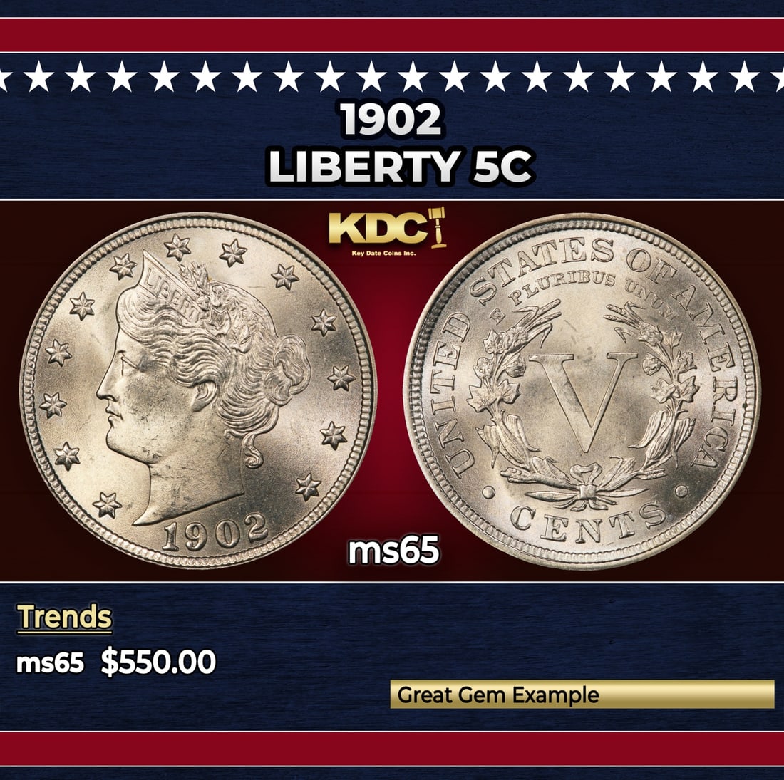 1902 Liberty Nickel 5c Grades ms65 (1 of 3)