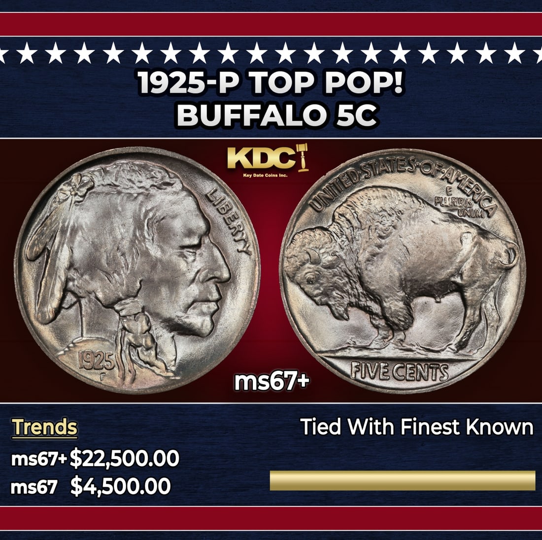 1925-p Buffalo Nickel TOP POP! 5c ms67+ SEGS: 1925-p TOP POP! Buffalo Nickel 5c ms67+ SEGS.