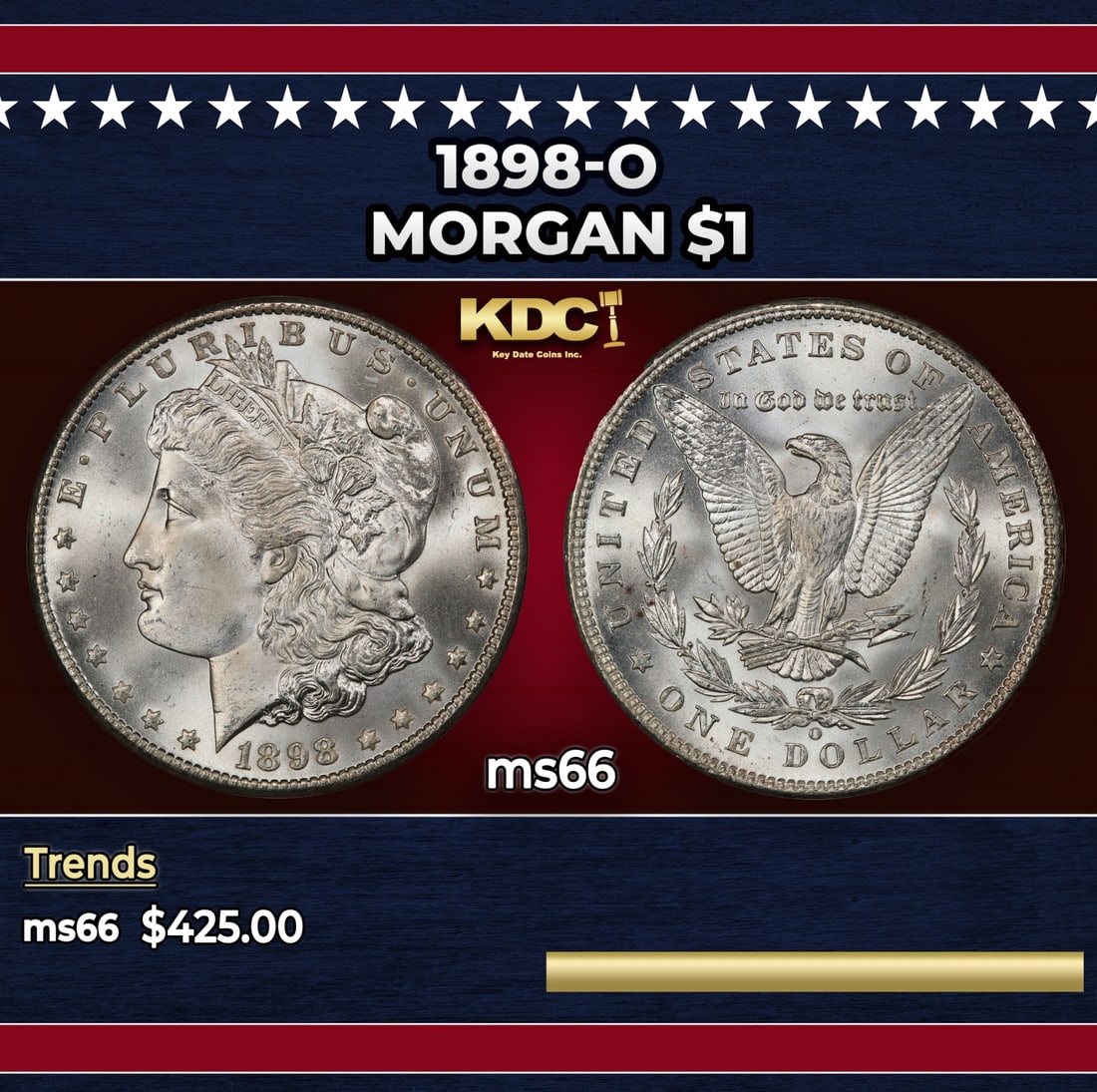 1898-o Morgan Dollar $1 Grades ms66: 1898-o Morgan Dollar $1 Grades ms66.