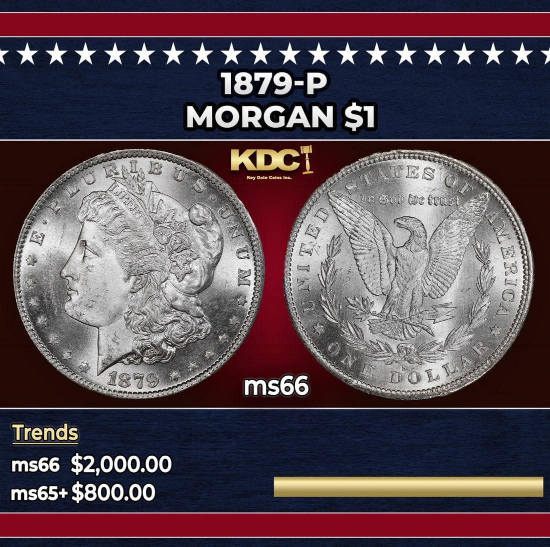 1879-p Morgan Dollar $1 ms66 SEGS: 1879-p Morgan Dollar $1 ms66 SEGS.