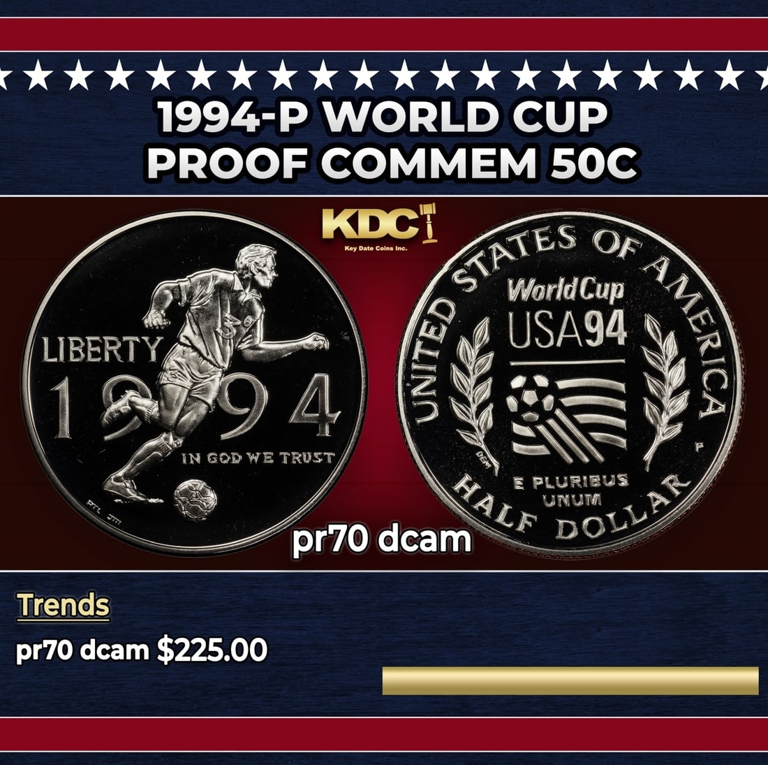 1994-p World Cup Proof Modern Commem Half Dollar 50c pr70 dcam SEGS (1 of 3)