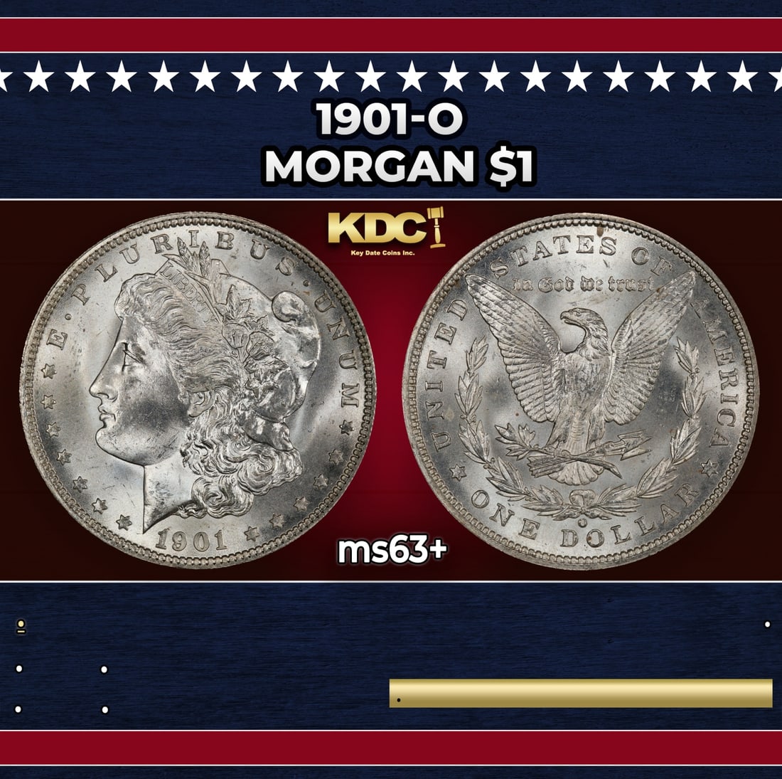 1901-o Morgan Dollar $1 Grades ms63+ (1 of 3)