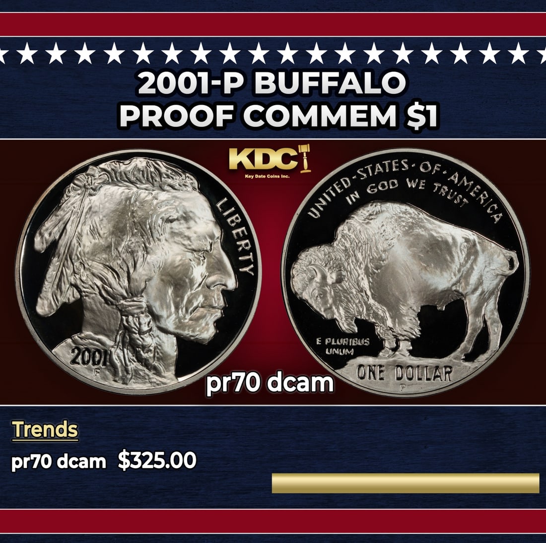 2001-P Buffalo Proof Modern Commem Dollar $1 pr70 dcam SEGS (1 of 3)