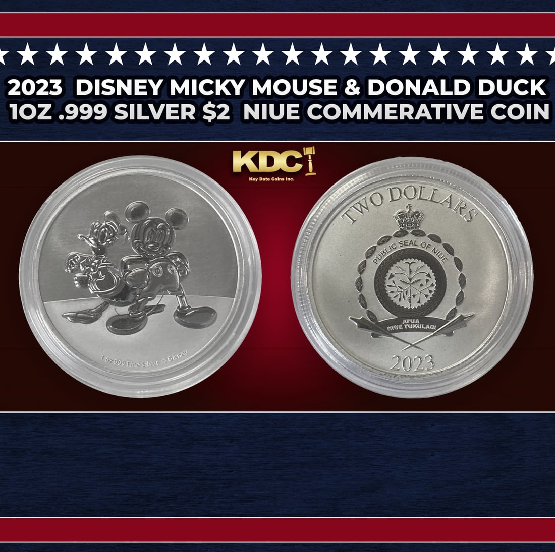 2023 Disney Micky Mouse & Donald Duck 1oz .999 Silver $2 Niue Commerative Coin Grades Ungraded (1 of 3)