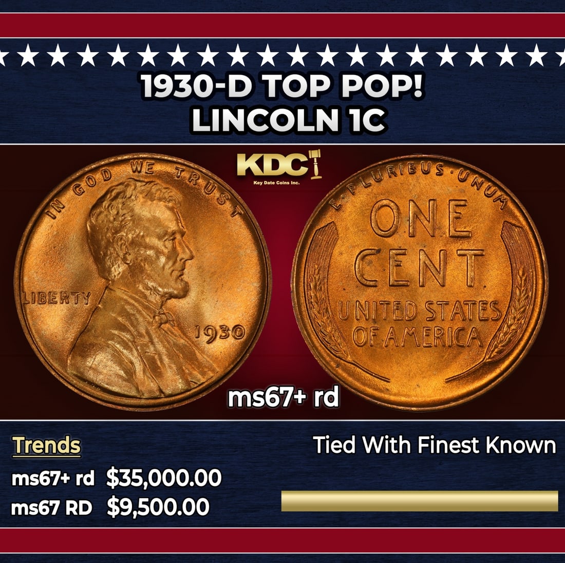 1930-d Lincoln Cent TOP POP! 1c ms67+ rd SEGS: 1930-d TOP POP! Lincoln Cent 1c ms67+ rd SEGS. Historic precious metal trends is causing increased spot pricing by the day. On auctions with set openings, we are doing our best to have items priced at