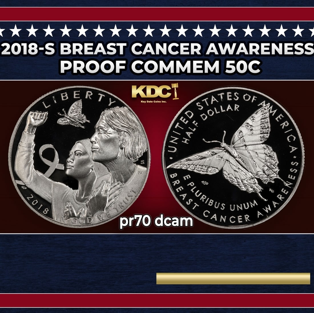 2018-s Breast Cancer Awareness Proof Modern Commem Half Dollar 50c pr70 dcam SEGS: 2018-s Breast Cancer Awareness Modern Commem Half Dollar 50c pr70 dcam SEGS. Historic precious metal trends is causing increased spot pricing by the day. On auctions with set openings, we are doing ou