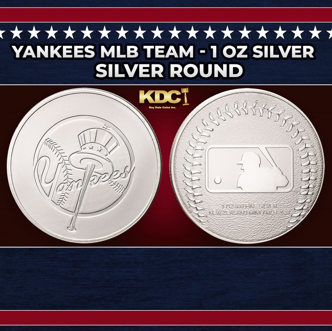 Yankees MLB Team - 1 oz Silver Round Round (1 of 3)
