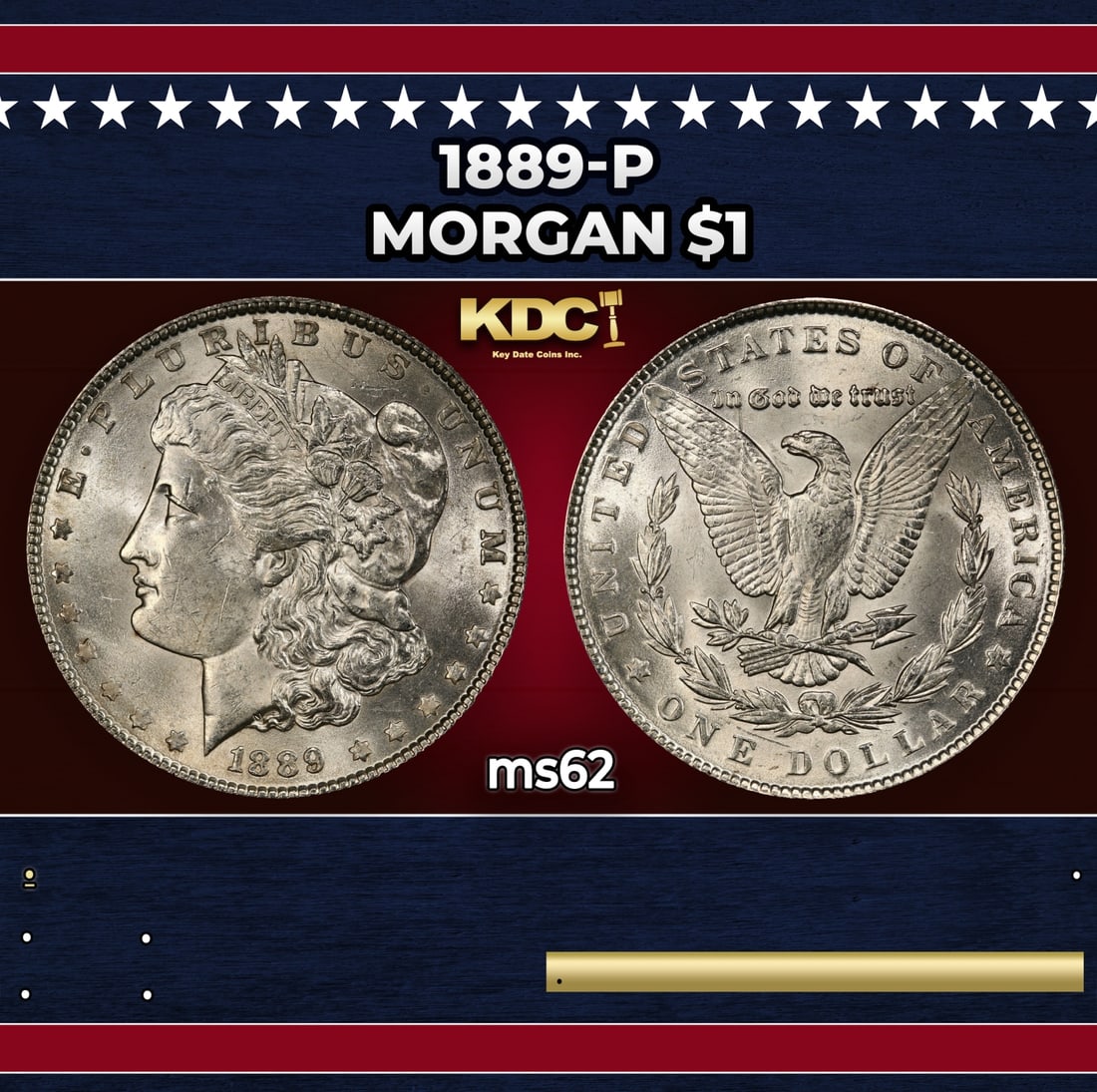 1889-p Morgan Dollar $1 Grades ms62 (1 of 3)