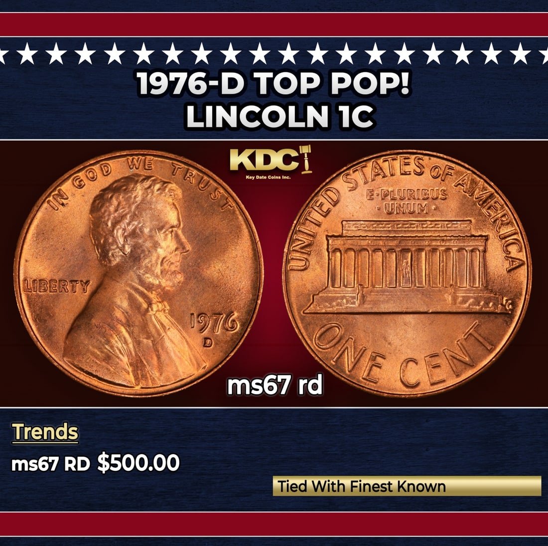 1976-d Lincoln Cent TOP POP! 1c ms67 rd SEGS: 1976-d TOP POP! Lincoln Cent 1c ms67 rd SEGS. Historic precious metal trends is causing increased spot pricing by the day. On auctions with set openings, we are doing our best to have items priced at 