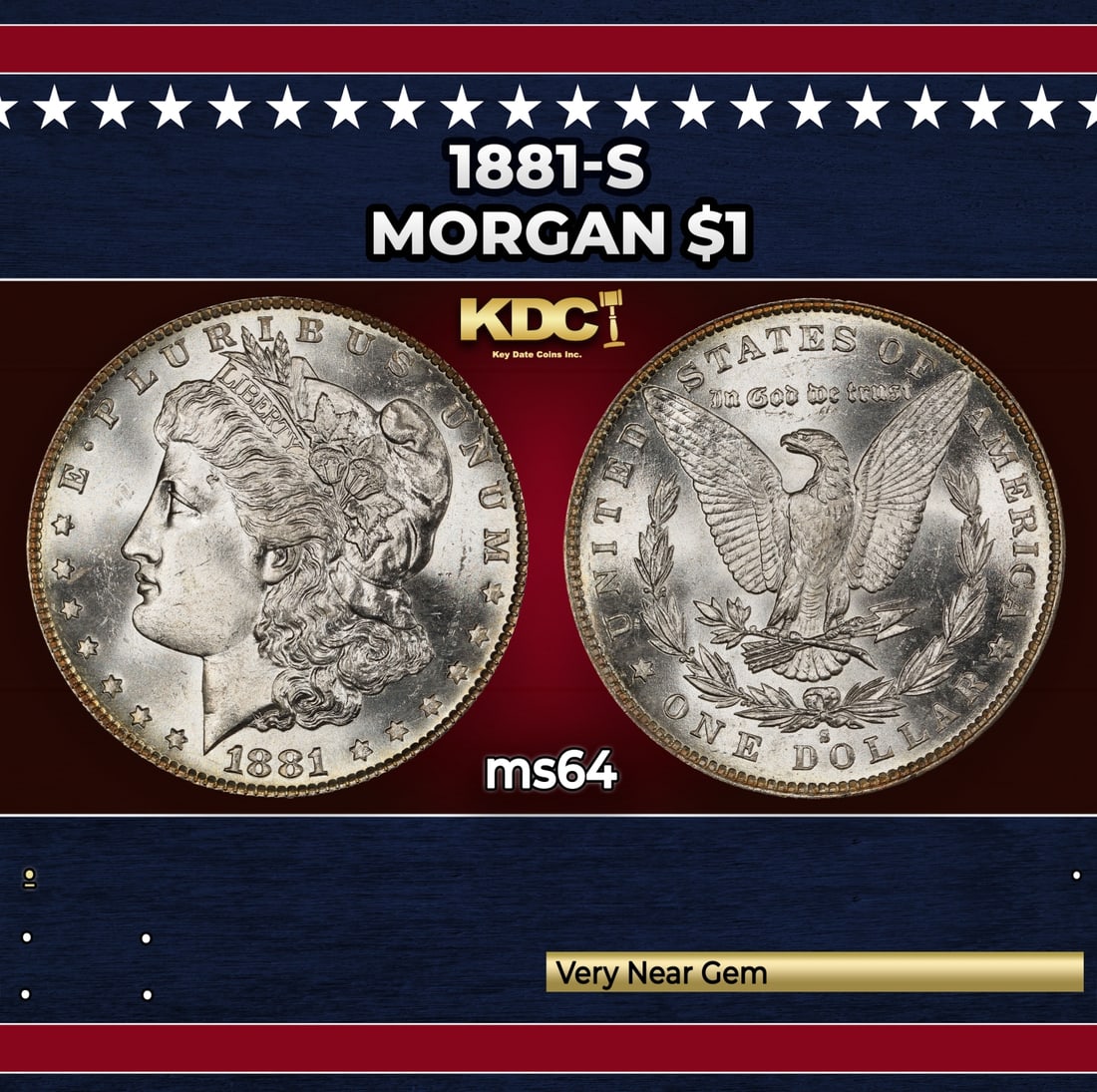1881-s Morgan Dollar $1 Grades ms64: 1881-s Morgan Dollar $1 Grades ms64. Historic precious metal trends is causing increased spot pricing by the day. On auctions with set openings, we are doing our best to have items priced at their mar