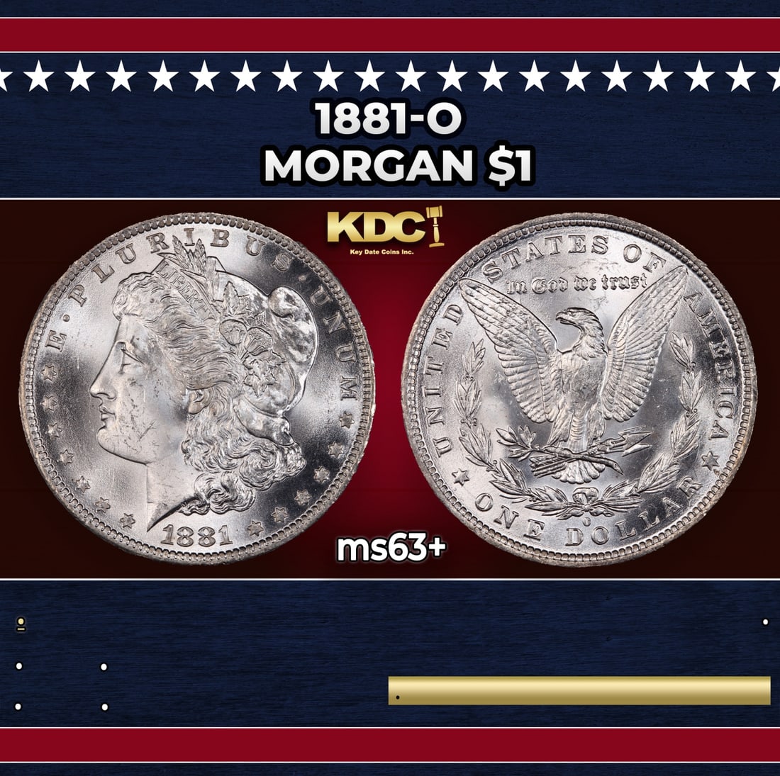 1881-o Morgan Dollar $1 Grades ms63+ (1 of 3)