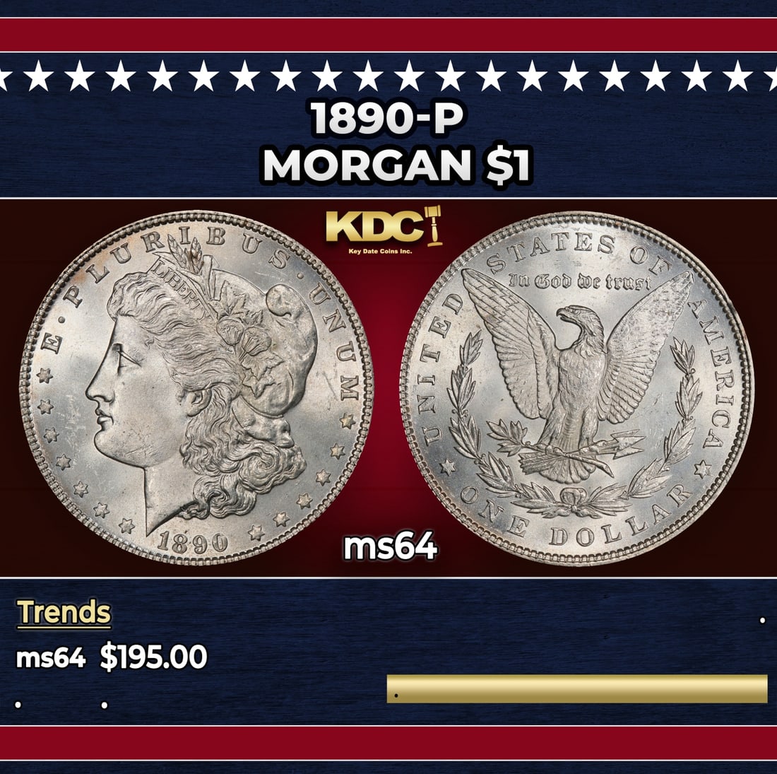 1890-p Morgan Dollar $1 Grades ms64 (1 of 3)