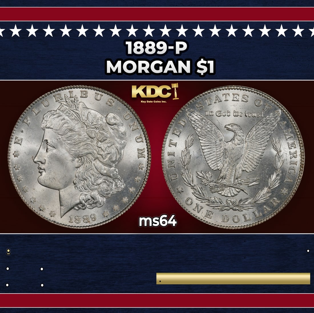 1889-p Morgan Dollar $1 Grades ms64 (1 of 3)