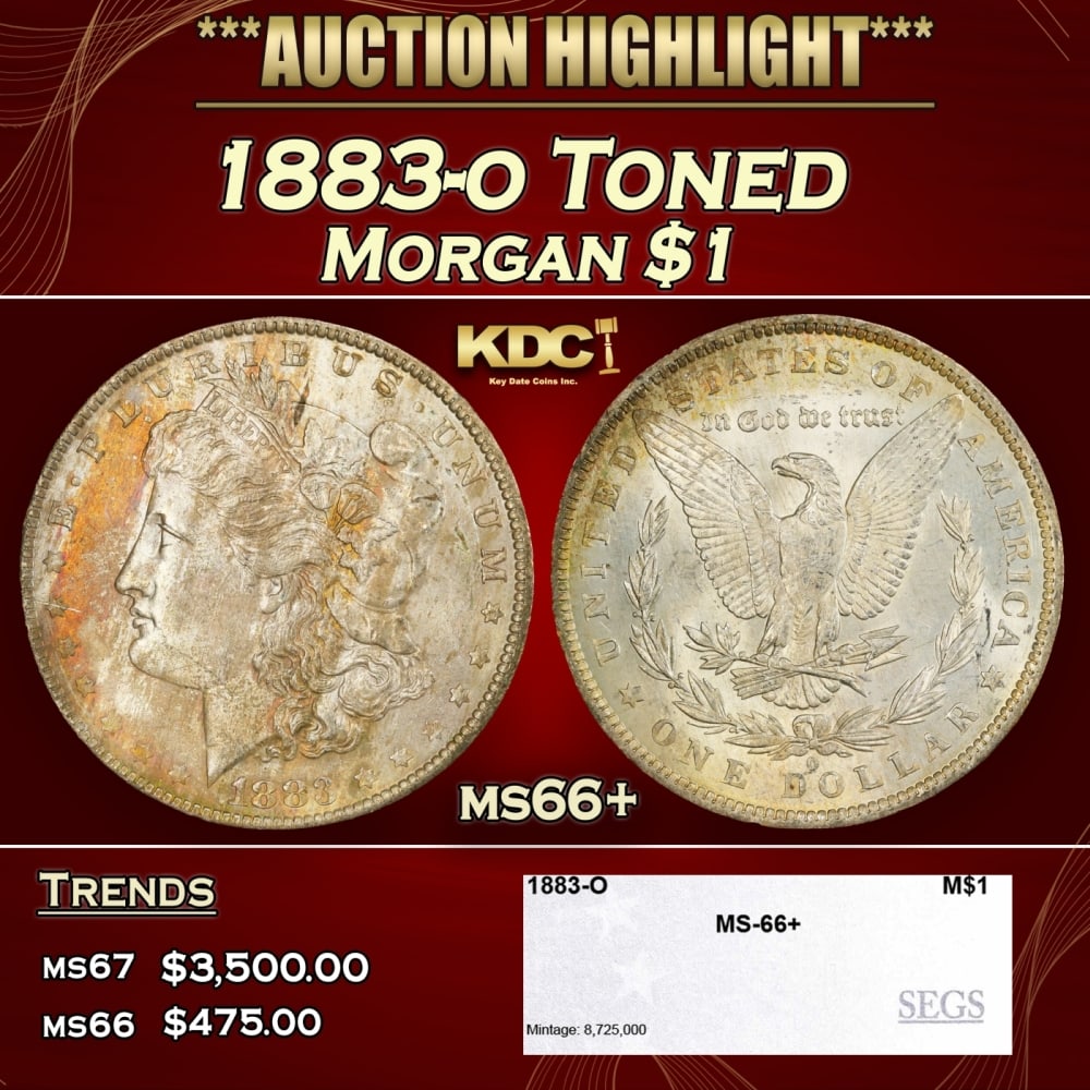1883-o Morgan Dollar Toned $1 ms66+ SEGS (1 of 4)