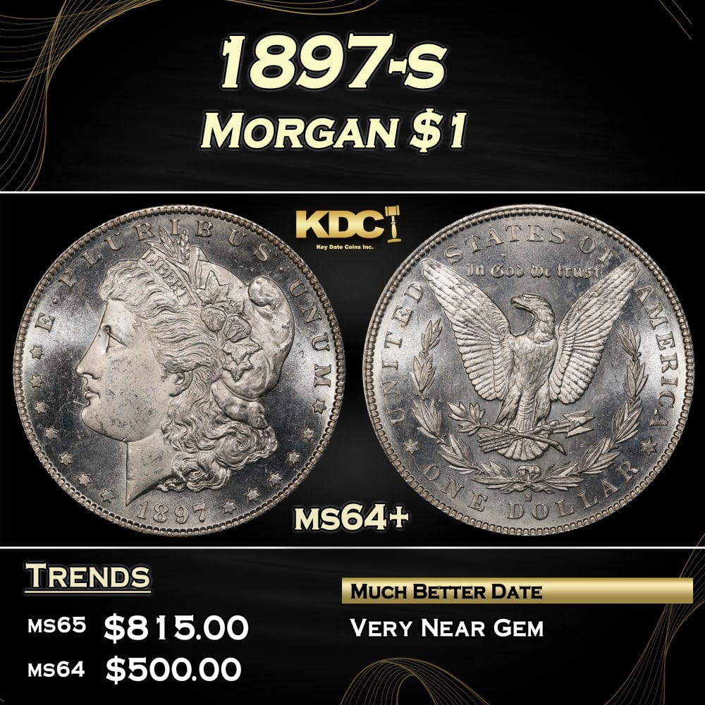 1897-s Morgan Dollar $1 Grades ms64+ (1 of 3)
