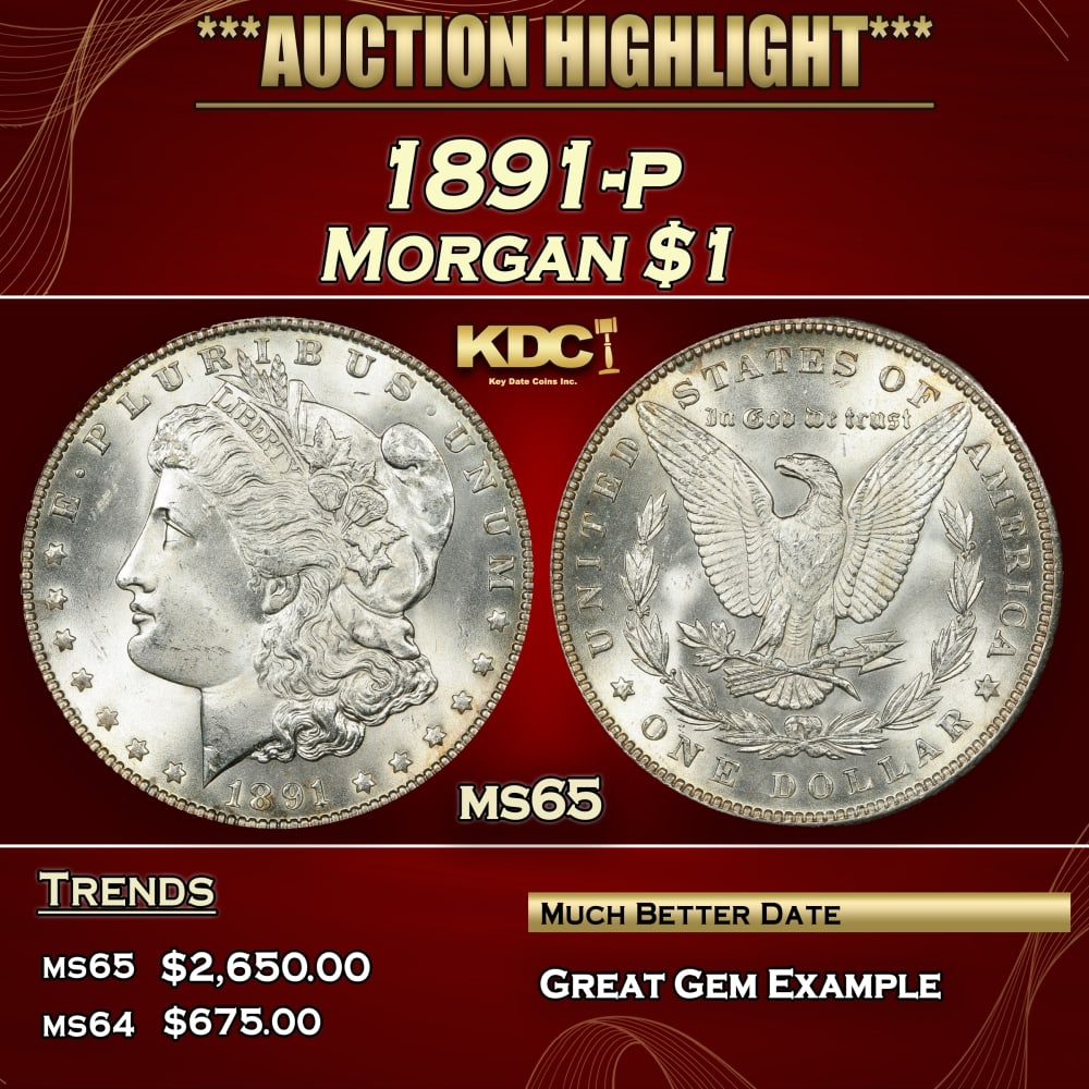 1891-p Morgan Dollar $1 Grades ms65 SEGS (1 of 4)