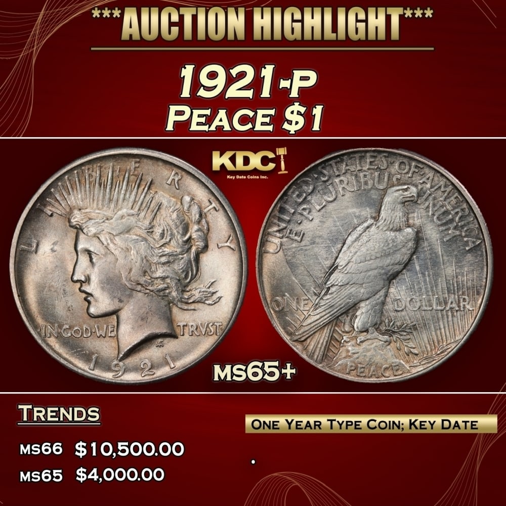 1921-p Peace Dollar $1 ms65+ SEGS (1 of 4)
