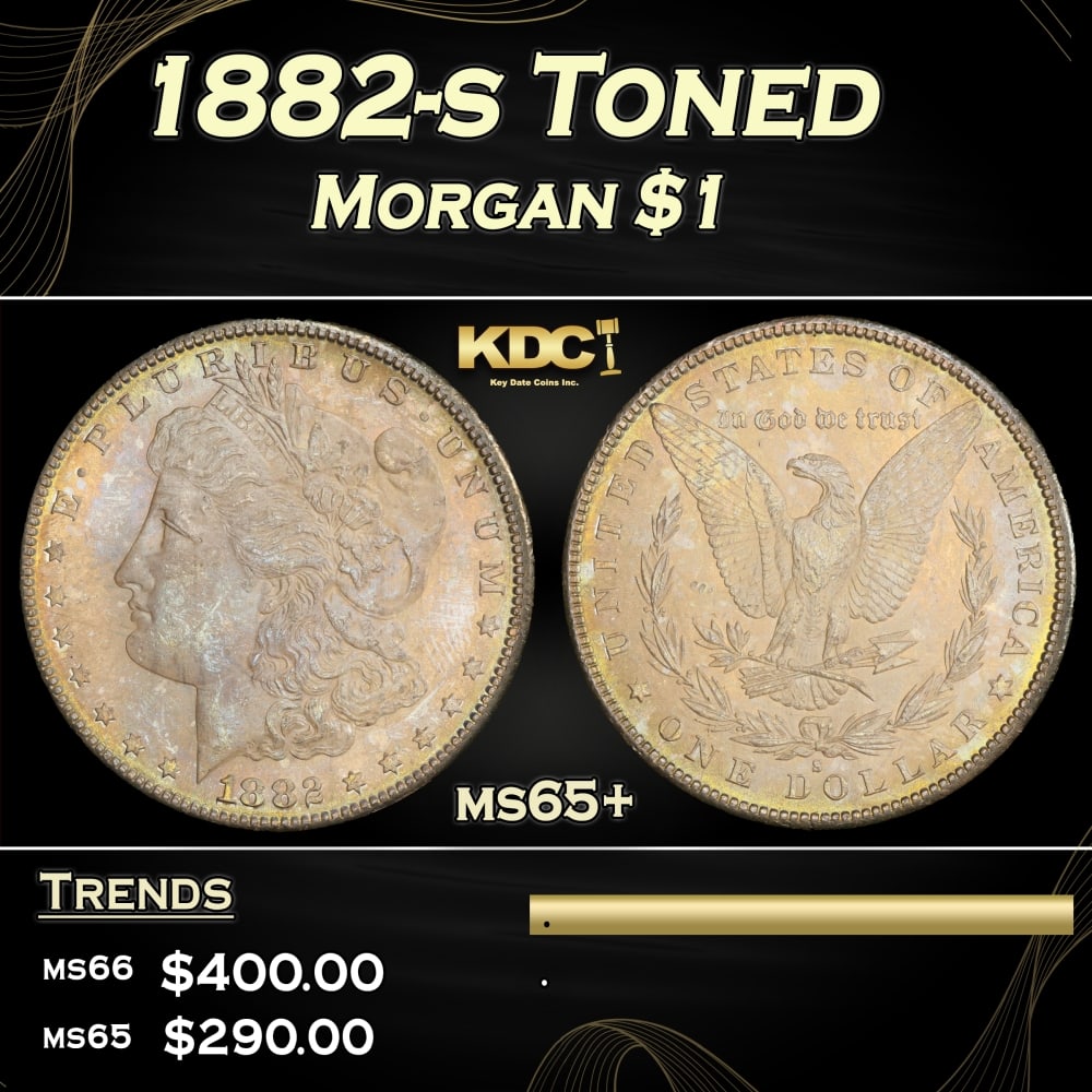 1882-s Morgan Dollar Toned $1 Grades ms65+ (1 of 3)
