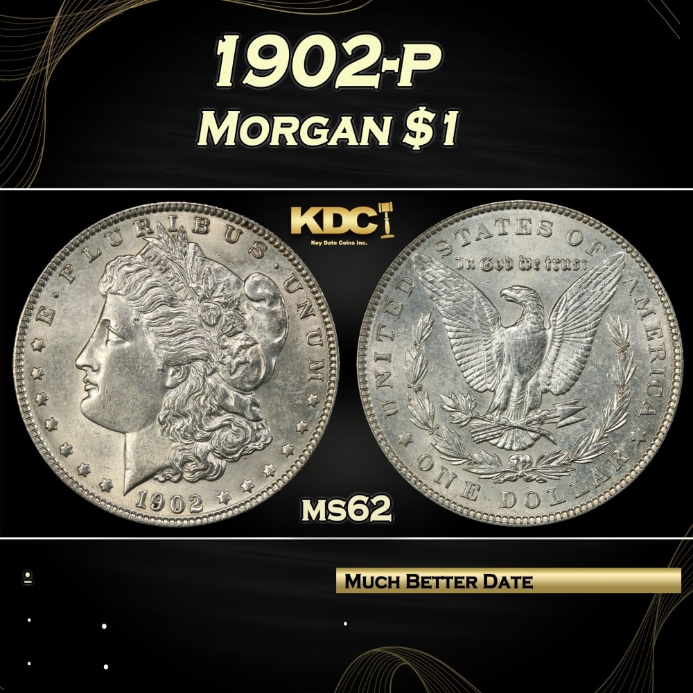 1902-p Morgan Dollar $1 Grades ms62 (1 of 3)