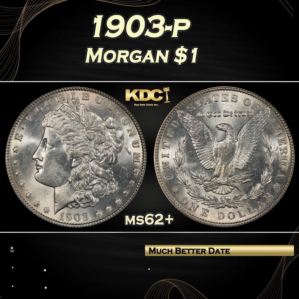 1903-p Morgan Dollar $1 Grades ms62+ (1 of 3)