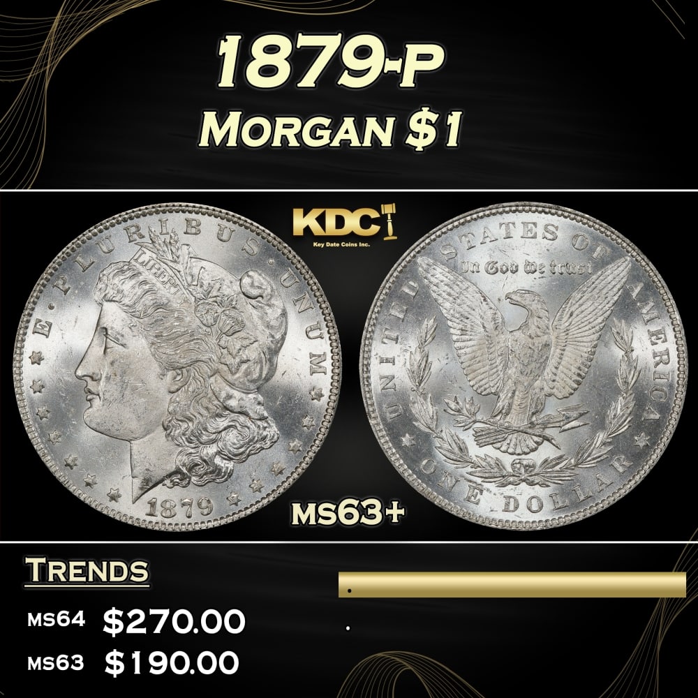 1879-p Morgan Dollar $1 Grades ms63+ (1 of 3)