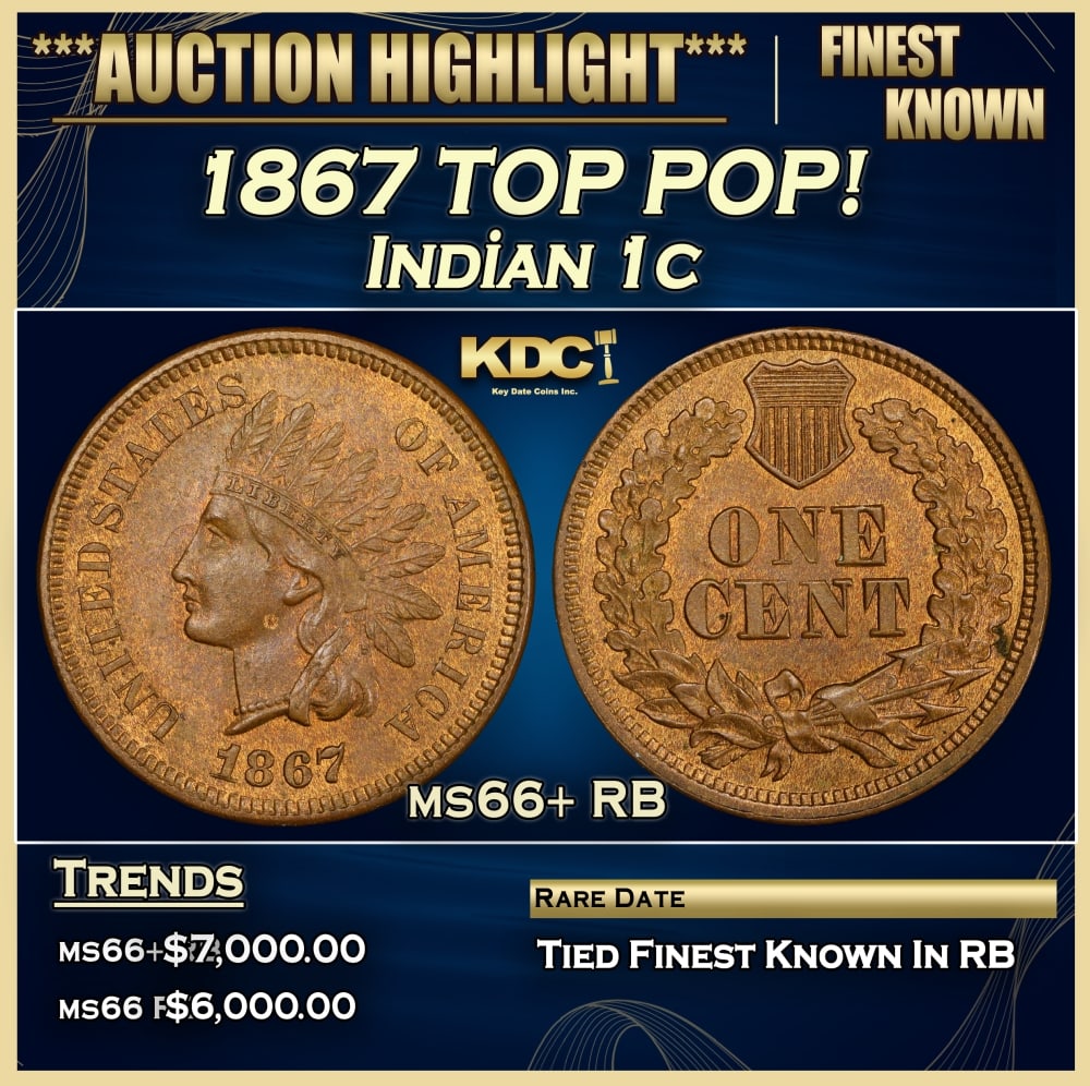 1867 Indian Cent TOP POP! 1c ms66+ RB SEGS (1 of 4)