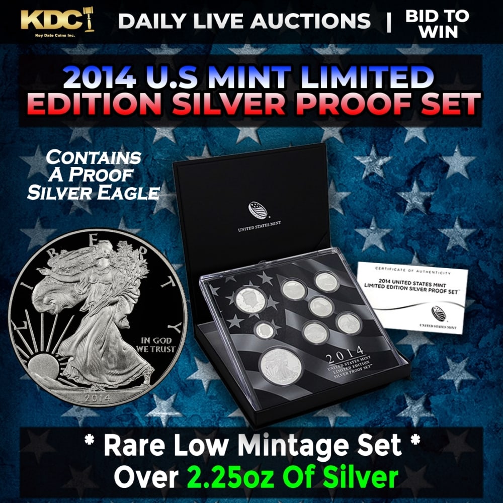 RARE 2014 United States Mint Limited Edition Silver Proof Set 8 coins, Over 2.25oz Of Silver low (1 of 1)