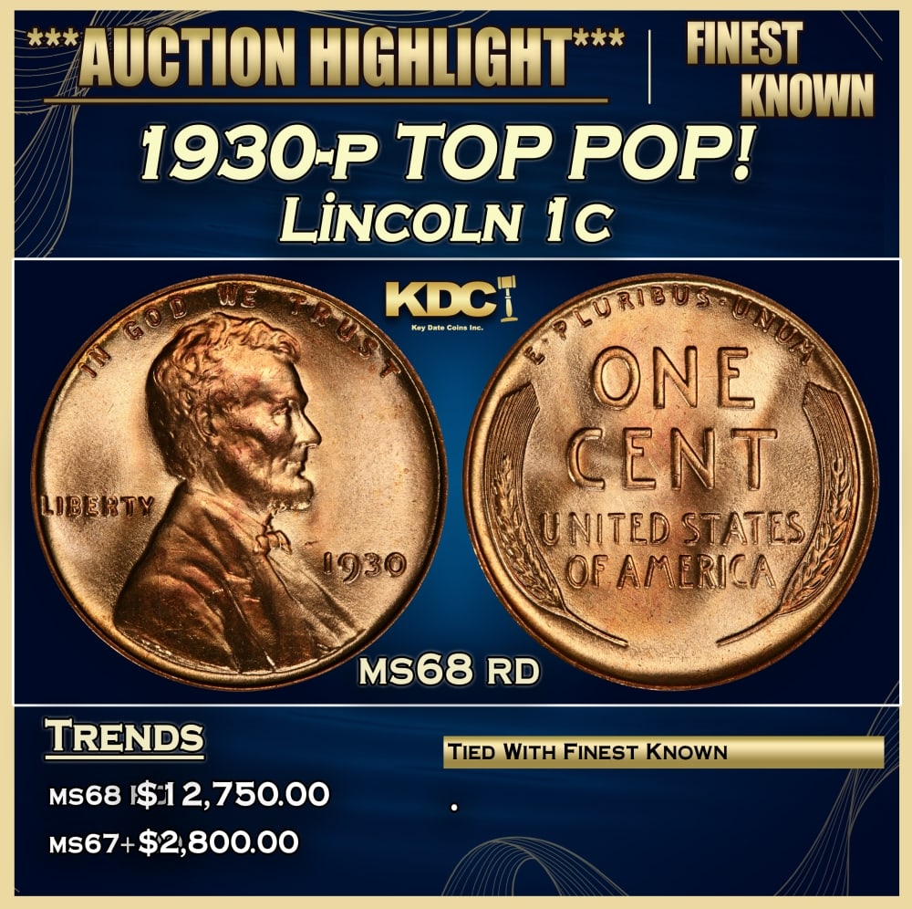 1930-p Lincoln Cent TOP POP! 1c ms68 rd SEGS: 1930-p TOP POP! Lincoln Cent 1c ms68 rd SEGS. 0