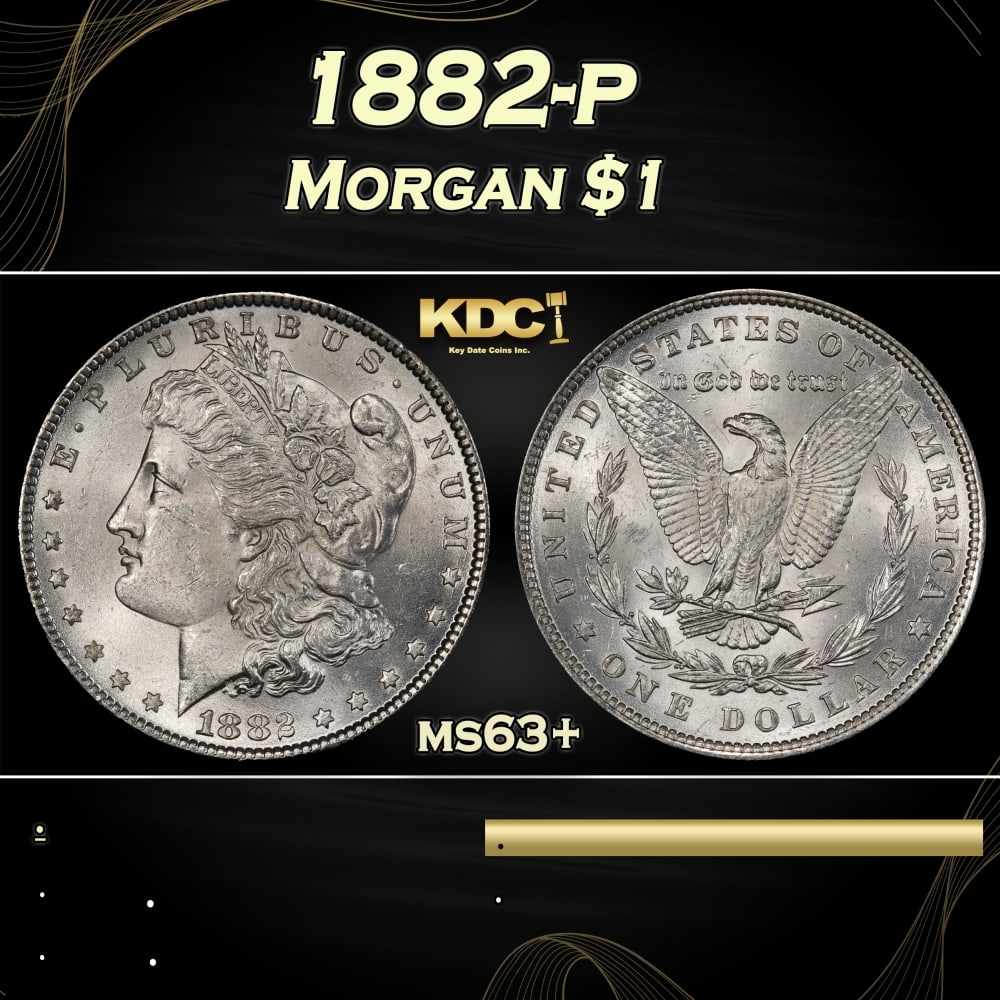 1882-p Morgan Dollar $1 Grades ms63+ (1 of 3)