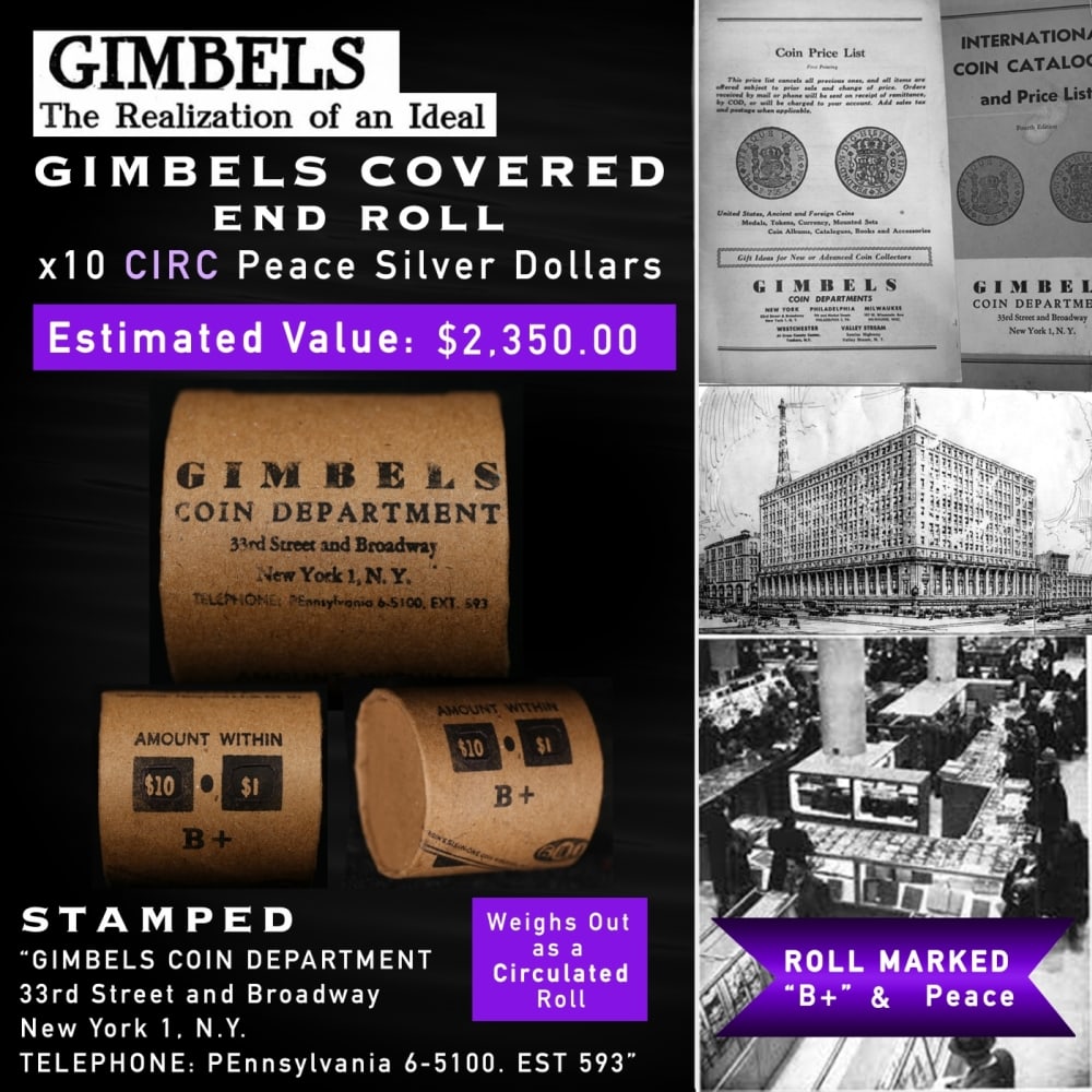 10 Coin Circ Peace GIMBLES Roll B+ (1 of 8)