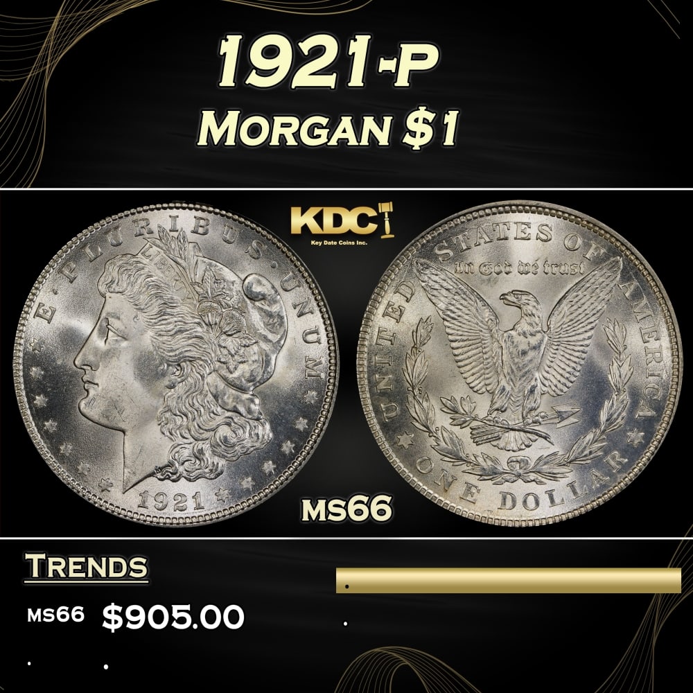 1921-p Morgan Dollar $1 Grades ms66 (1 of 3)
