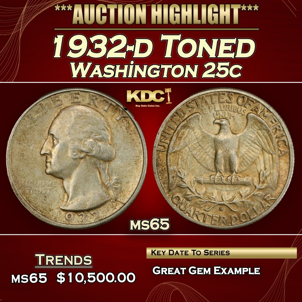 1932-d Washington Quarter Toned 25c ms65 SEGS (1 of 4)