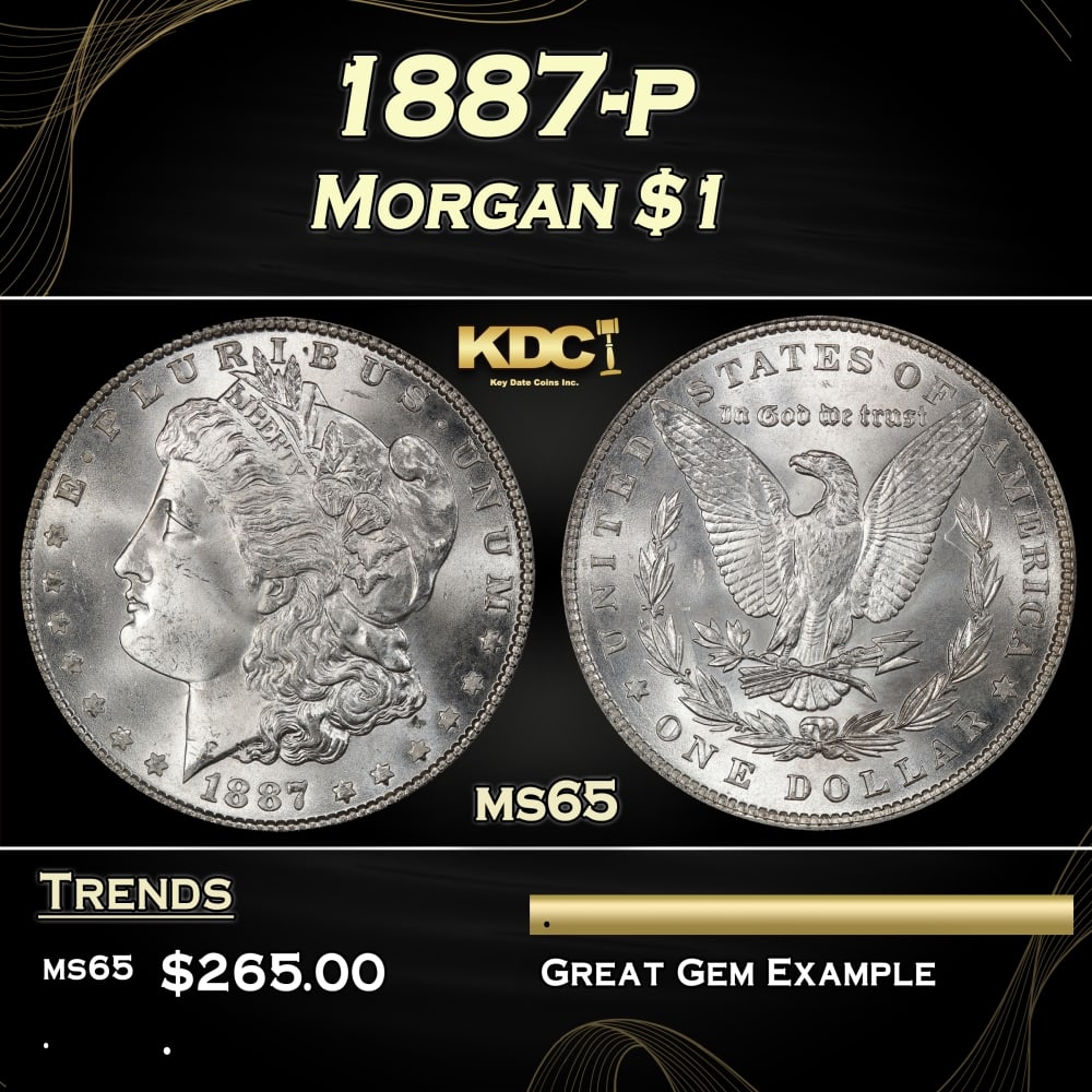 1887-p Morgan Dollar $1 Grades ms65 (1 of 3)