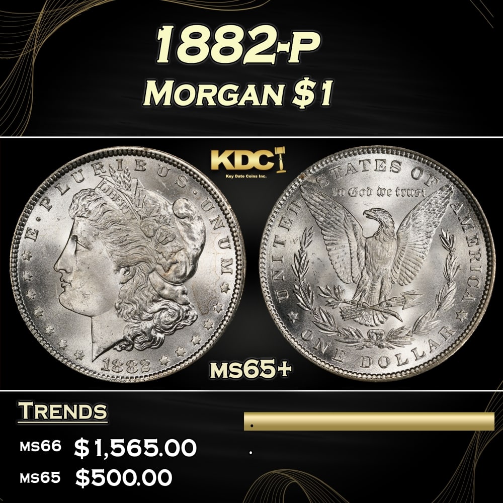 1882-p Morgan Dollar $1 Grades ms65+ (1 of 3)