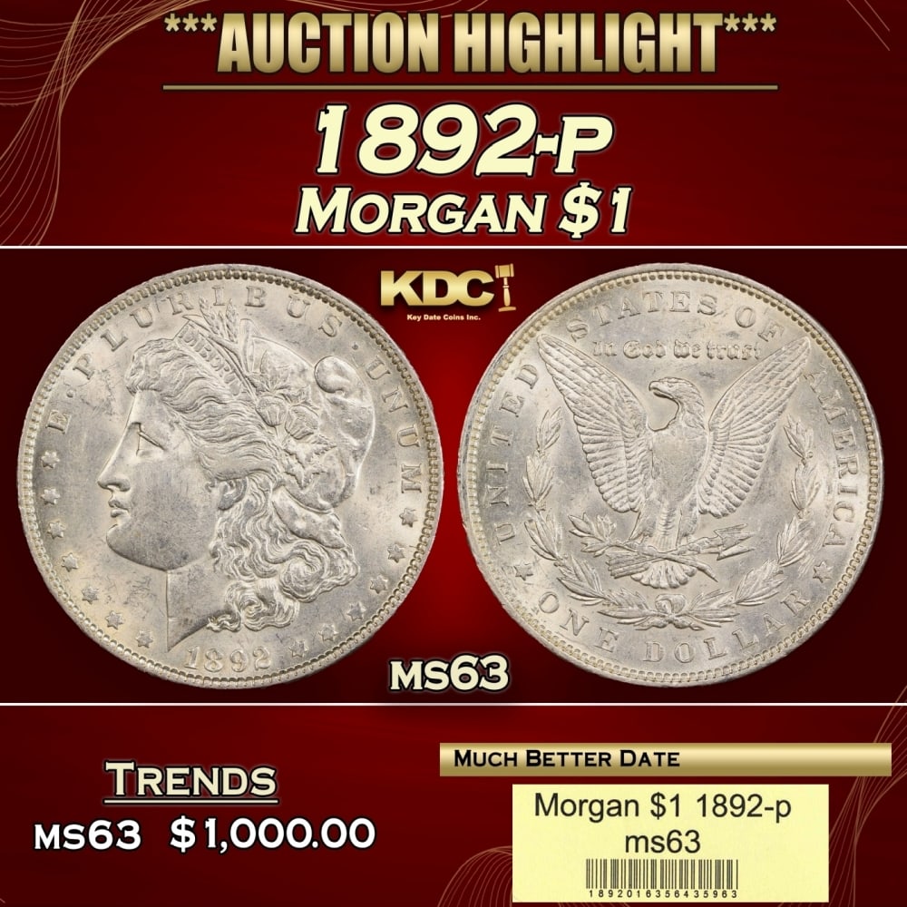 1892-p Morgan Dollar $1 ms63 USCG (1 of 4)