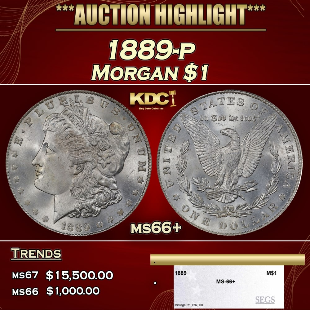 1889-p Morgan Dollar $1 ms66+ SEGS (1 of 4)