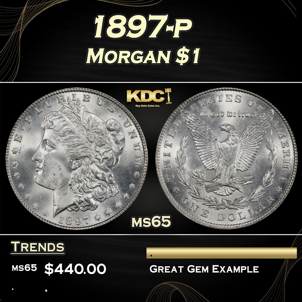1897-p Morgan Dollar $1 Grades ms65 (1 of 3)