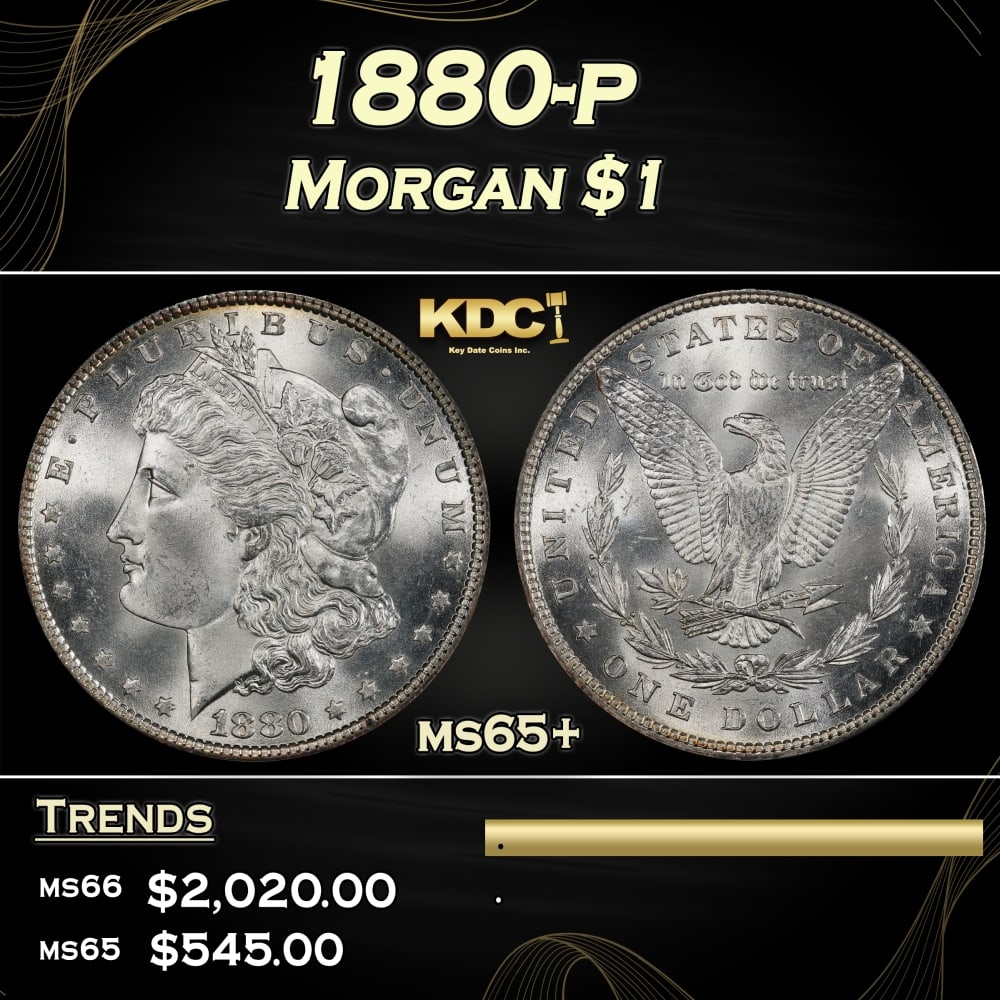 1880-p Morgan Dollar $1 Grades ms65+ (1 of 3)