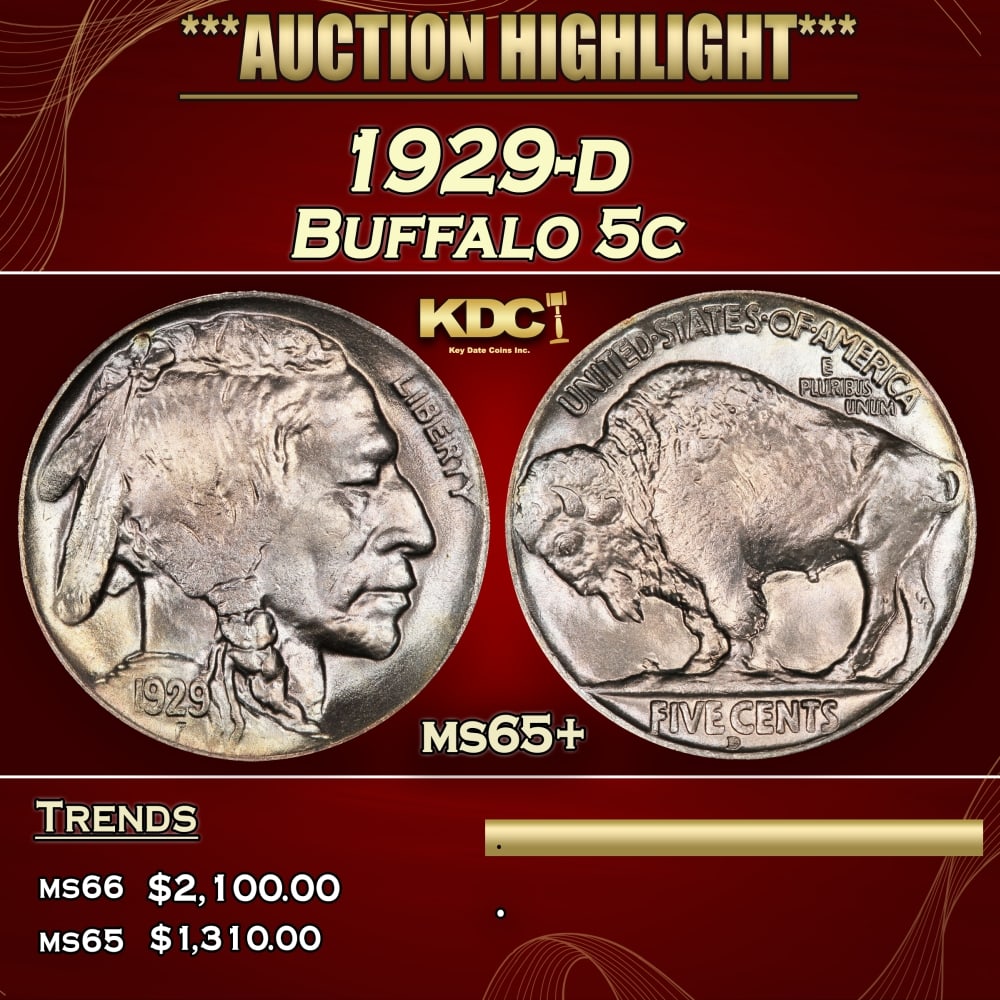 1929-d Buffalo Nickel 5c ms65+ SEGS (1 of 4)